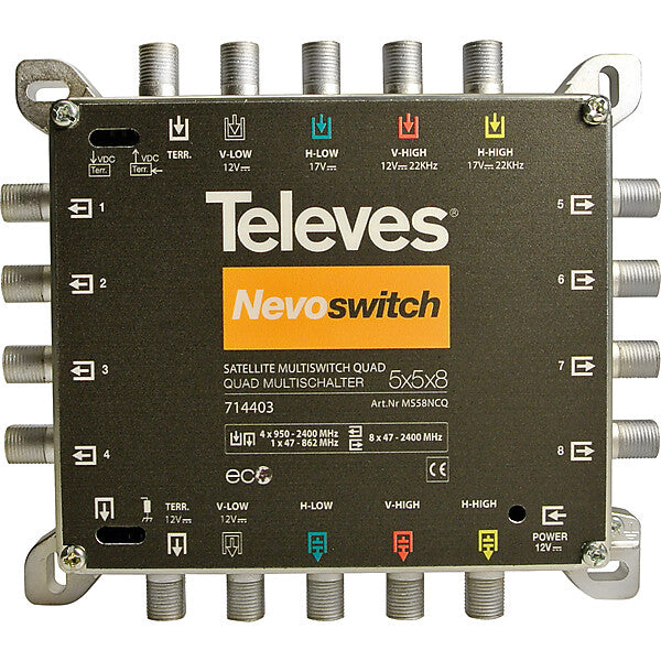 Televes Multischalter 5 in 8 Guß NEVO m.NT quad kask. MS58NCQ